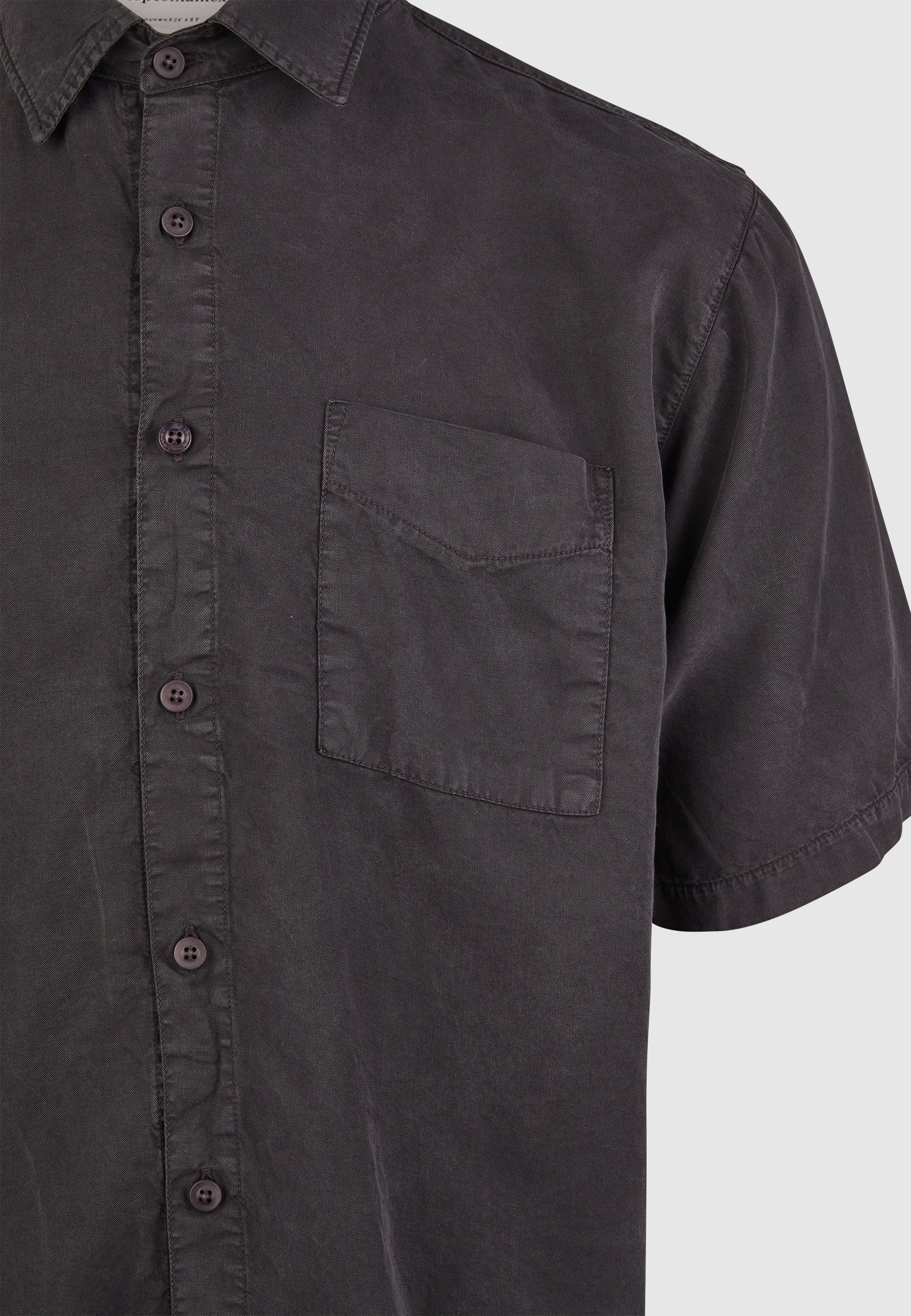 Cleptomanicx Blue Graphite Oversized Easy Shirt Kurzarm Hemd Herren grau